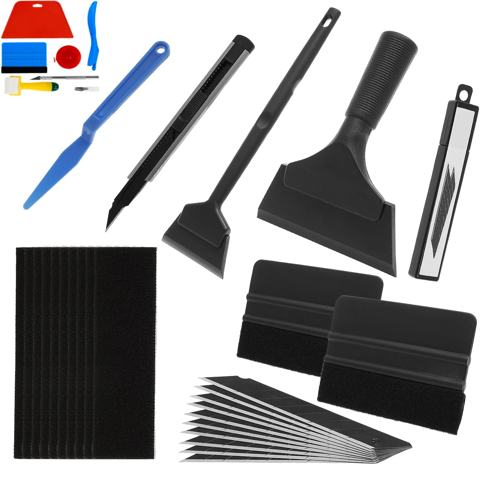 Kit di strumenti per l'avvolgimento dell'auto Set di fogli per auto Strumento per avvolgimenti in vinile Pellicola per tinta per finestre Spatola per raschietto Coltello per strumenti per pellicole per avvolgere l'auto