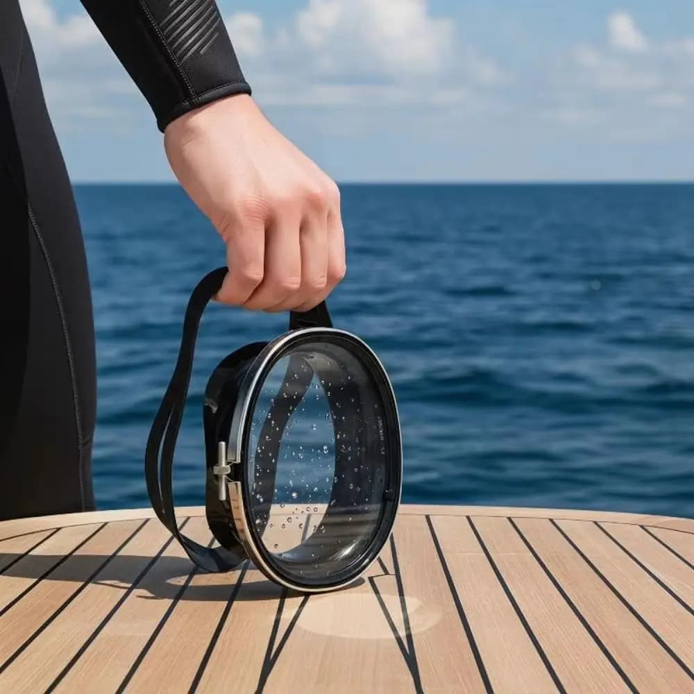 Retro-Style Tempered Glass Diving Mask Single Lens Oval Shape Swimming Goggles Lightweight Anti Fog Snorkeling Mask Freediving