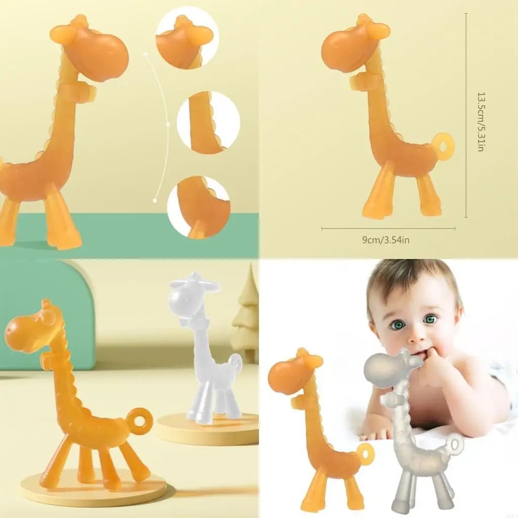 Giocattolo per dentizione per allattamento del bambino Simpatico massaggiagengive in silicone a forma giraffa per bambini