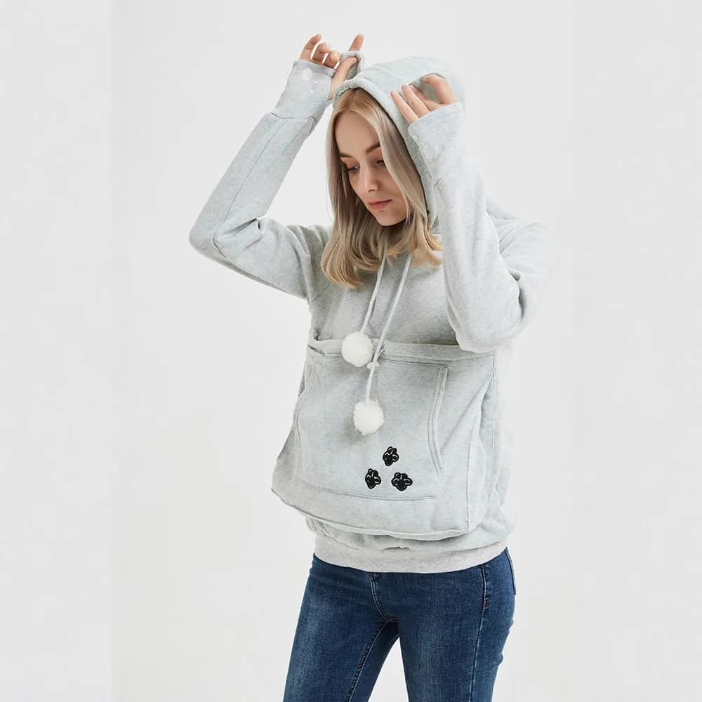 Cat Lovers Hooded Sweatshirt 2025 Autumn Cuddle Pouch Pullover Kangaroo Pet Pocket Hoodie Dog Cat Paw Design Comfortable Unisex