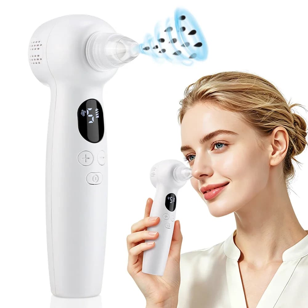 Blackhead Remover Pore Vacuum Cleaner with Hot Compress 5 Suction Levels 3 Heat Modes 4 Heads Type-C USB Rechargeable