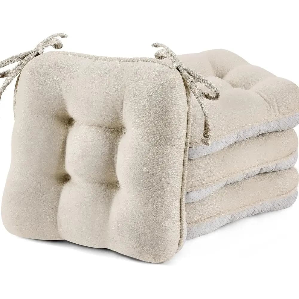 Set di 4 Cuscini per Sedie da Pranzo o Cuscini per Sedie da Cucina Spessi 3,5 Pollici con Lacci, Base Antiscivolo e Rivestimenti, Cuscino per Seduta