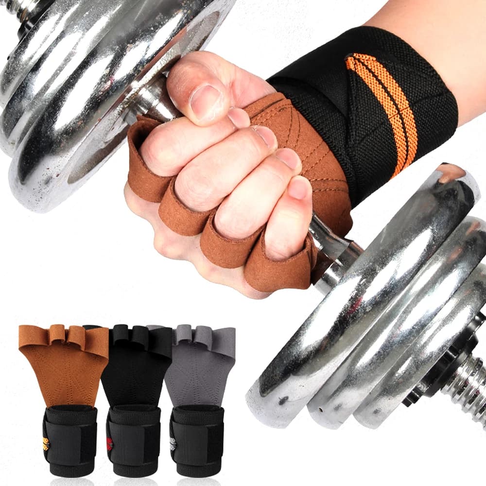1 pair of weight lifting gloves with integrated wrist bands for men and women - Excellent for gym, fitness, cross training, hand protection