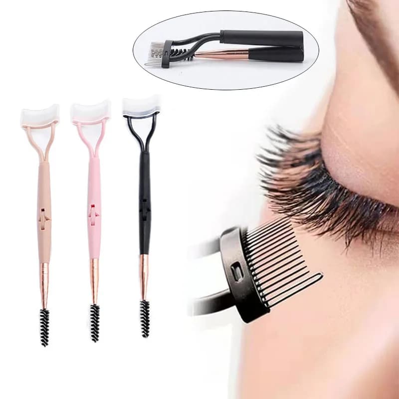 Pieghevole Separatore Ciglia a Doppia Testa in Metallo, Strumento di Bellezza per Trucco, Spazzola per Mascara e Ciglia