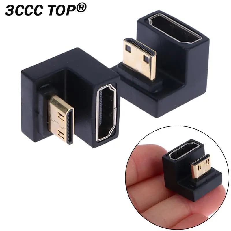 Adattatore compatibile HDMI da 1 pz convertitore L a forma di U angolato a 360 gradi adattatore Mini HD maschio a HDMI