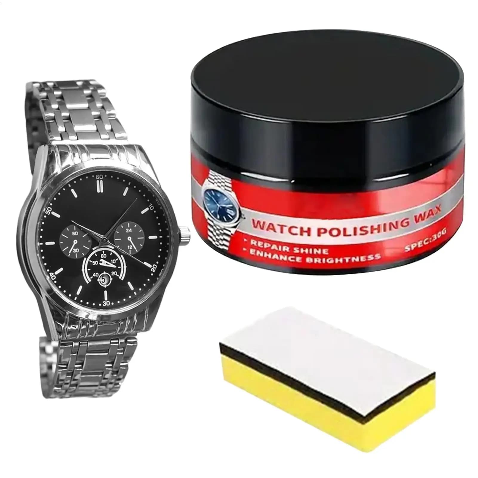 Kit Lucidatura Cristalli Orologi Rimozione Graffi con Spugna e Riparazione Graffi Schermo per Ripristinare la Lucentezza di Vetro, Ottone e Acciaio Inossidabile