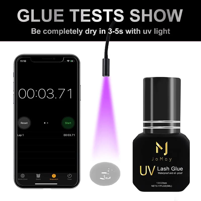 JOMAY UV glue for extension eyelashes individual fake eyelashes black adhesive kit for professional use 1Sec Dry Time