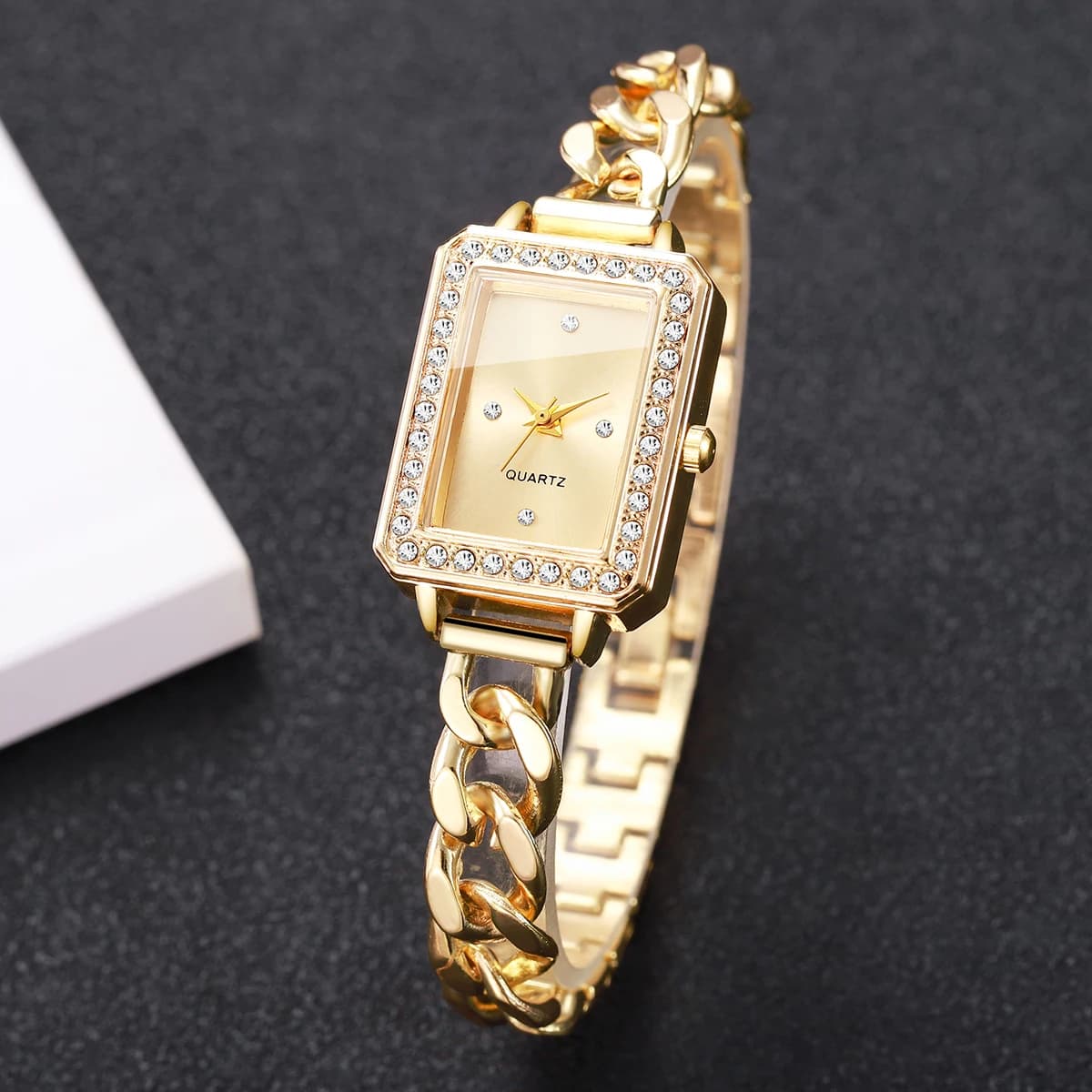 Elegant Rectangular Women's Quartz Watch, Fashionable Strap, Women's Strap, Reloj Mujer Wrist Watch, Girl's Watch (No Box)