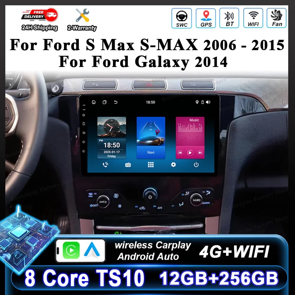 Android 16 For Ford S Max S-MAX 2006-2015 For Ford Galaxy 2014 Auto Multimidia Video Player Carplay Radio Stereo Car Dvd WIFI