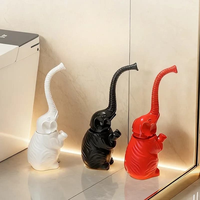 Creative European Style Elephant Toilet Brush Set Long Handle with Dirt-Removing Base Bathroom Cleaning Brush Decor