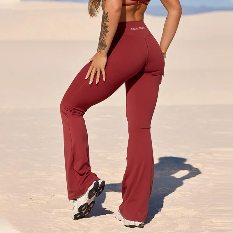 Leggings da donna a vita alta, a gamba larga, con effetto push-up naturale, traspiranti, per yoga, palestra, sport e tempo libero