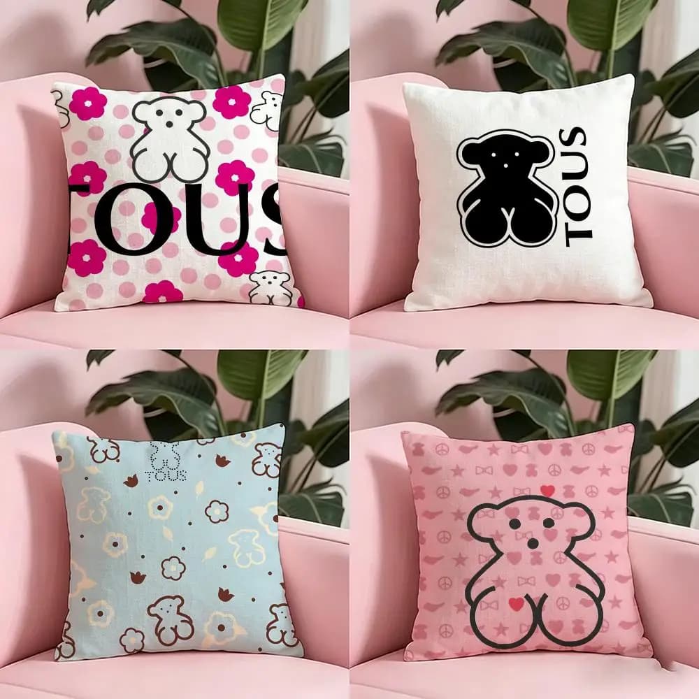 Merchandise Brand T-TOUS-S Cushion Cover Anti-dustmite Pillowcase Invisible zipper silky short plush Sofa cushion cover