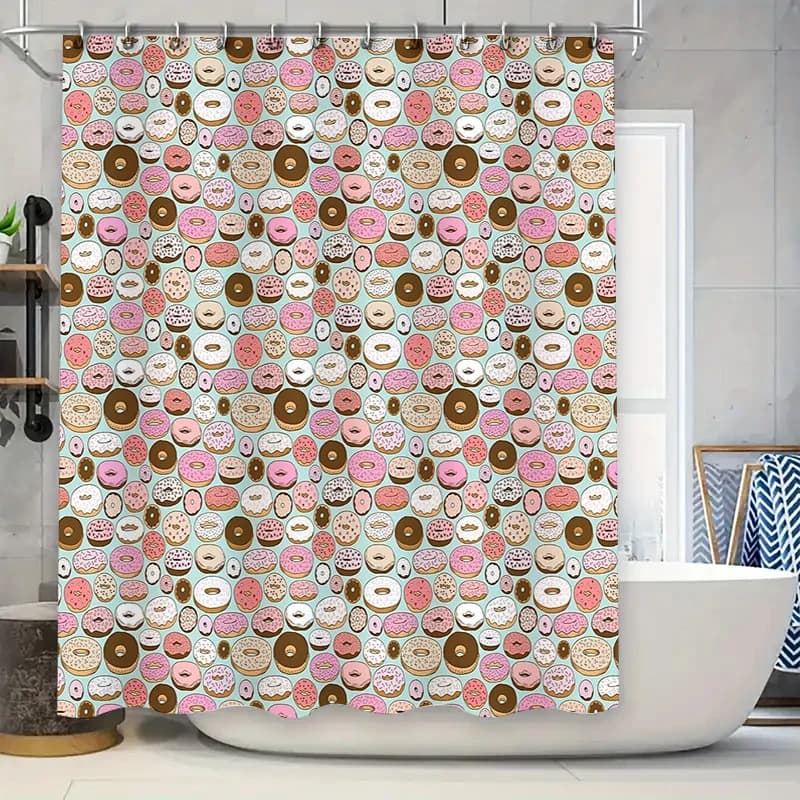 Tenda da doccia a ciambella carina pasticceria fantasia arredamento per il bagno sfondo della cucina tessuto lavabile appeso a parete casa dolce casa