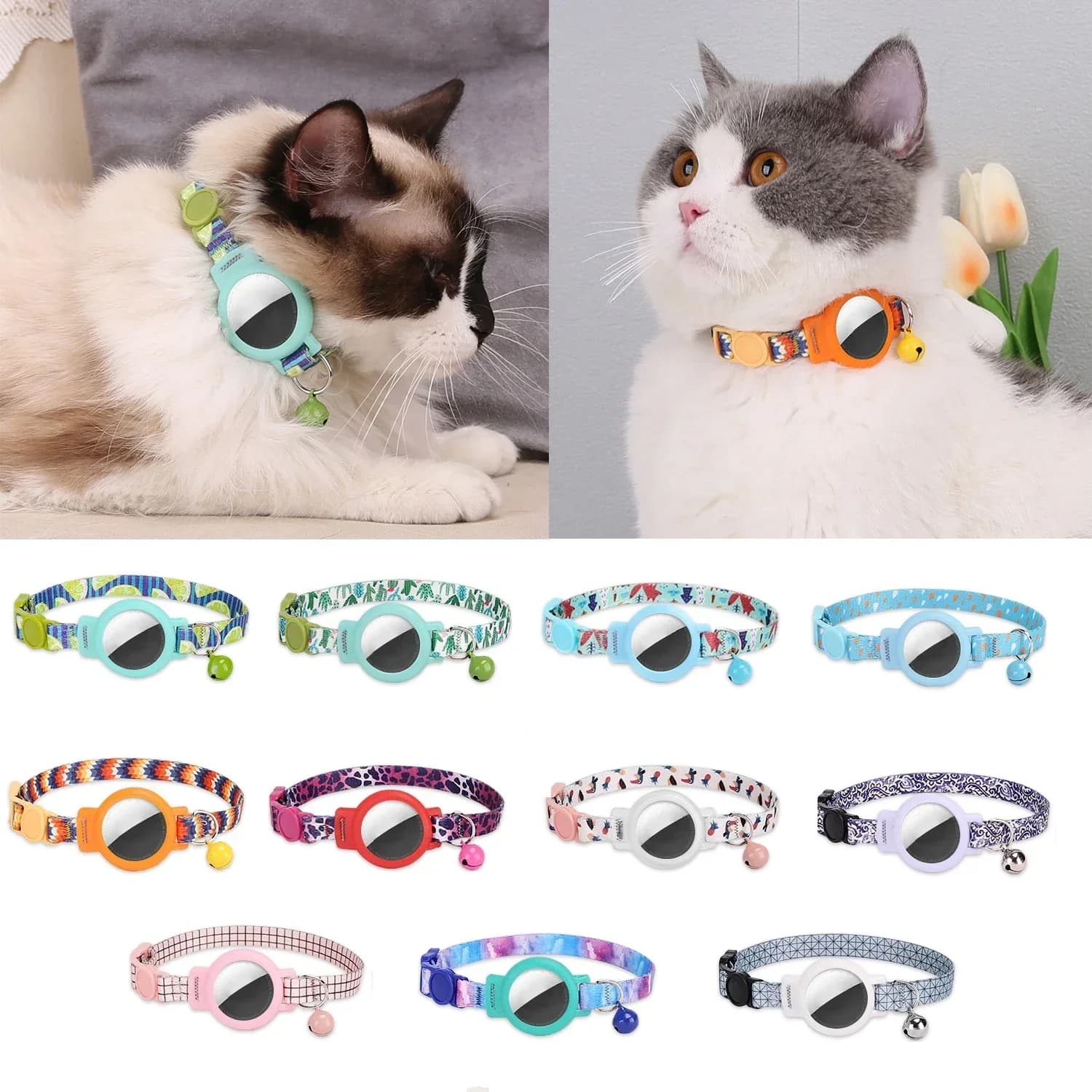 Collare per gatti rosa per collare per animali in silicone Airtag Collana personalizzata per gattino cucciolo con campana senza accessori per animali domestici Airtag