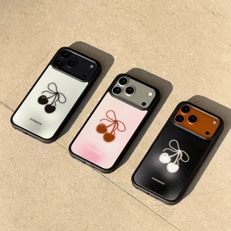 Custodia per telefono coreana con fiocco a ciliegia, stile Kawaii Y2K, sfumata, anti-caduta per iPhone 17A 16 15 14 13 12 11 Pro Max 15 Plus 14 Pro