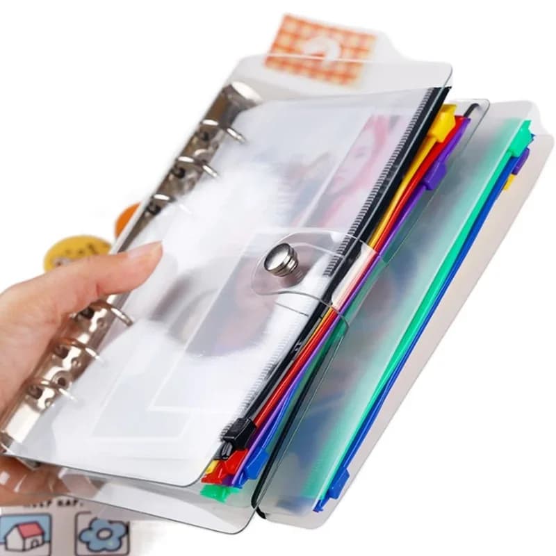 Formato A5 Stampe casuali Tasca per file a fogli mobili Raccoglitore con chiusura a cerniera Cartella di file Indice Inserto Pagina Borsa Organizzatore File Giubbotti Borsa