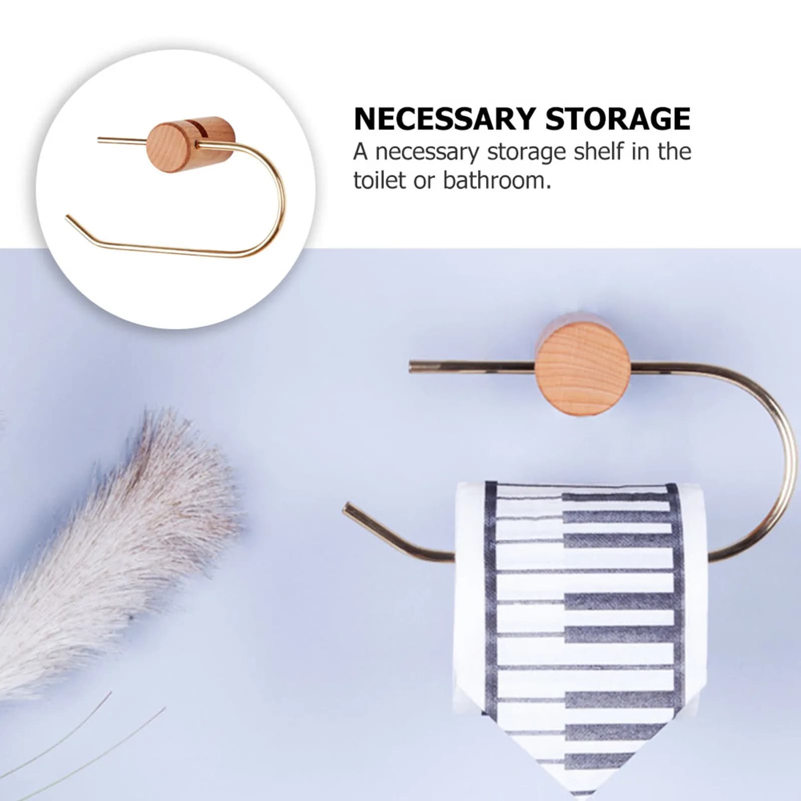 Portarotolo di Carta Igienica in Legno Premium, Supporto Multifunzionale per Asciugamani da Bagno, Espositore Decorativo Stile Nordico