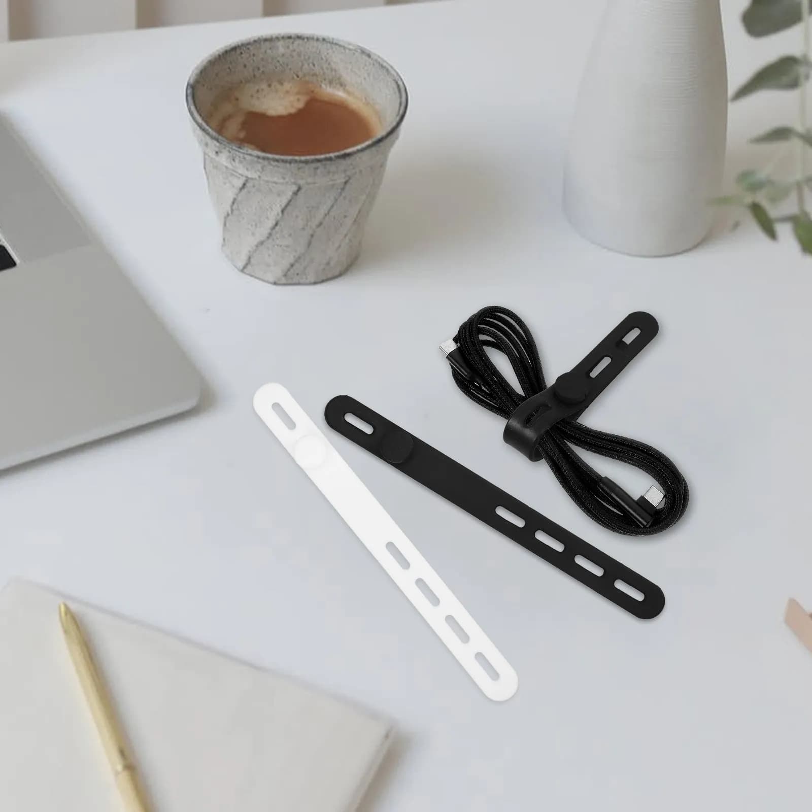 20 Pezzi Organizzatori per Cavi in Silicone Riutilizzabili, Fascette Flessibili per Gestione Cavi Dati, Supporto per Cavi da Scrivania con Chiusura a Zip