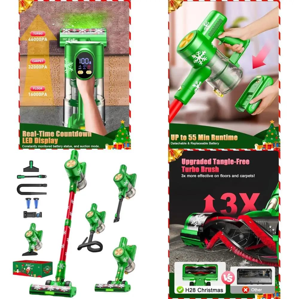 Aspirapolvere Senza Fili 46kPa 500W - 55 Minuti di Autonomia, Display LED, Anti-Groviglio, Leggero per Uso Domestico