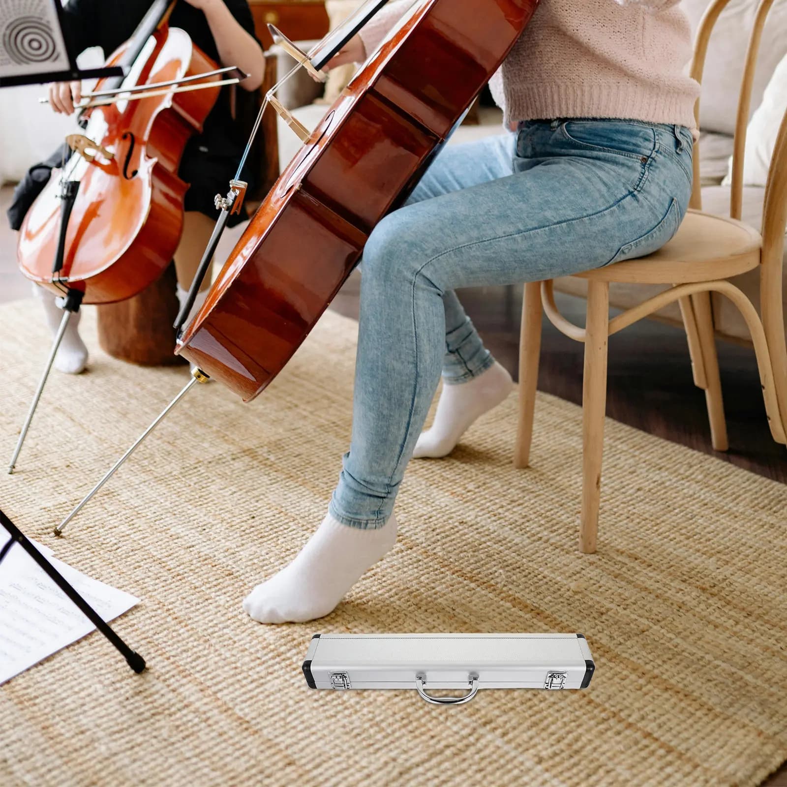 Flute Case Aluminum Alloy Portable Storage Bag Handle Waterproof Flute Box Holder Key Compatible Student Musical Instrument