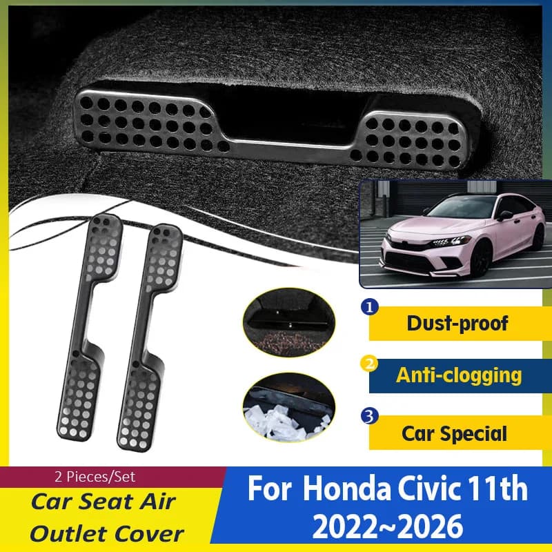 Car Air Outlet Cover For Honda Civic 11th FE FL 2023 2024 2025 2026 Anti-dirty Trims Under Seat Condition Vent Films Accessories
