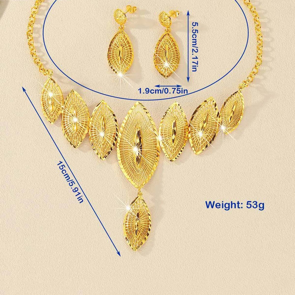 Nuovo Set di Gioielli EU Dubai Fashion Placcato in Oro 24K, Collana e Orecchini Raffinati per Fidanzamento e Feste, per Coppie