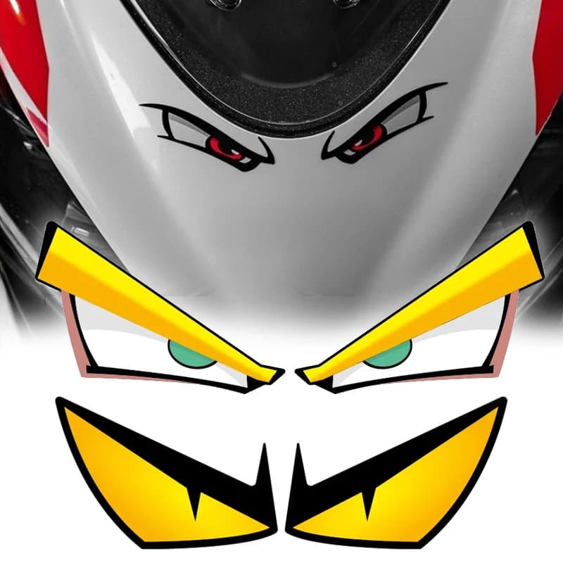 1 adesivo in vinile impermeabile con occhi arrabbiati per auto, moto, casco, laptop, bici, decorazione.