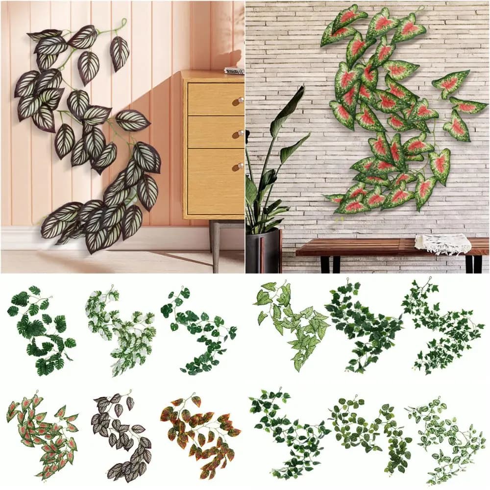 180cm Length Green Leaves Artificial Plant Photo Props DIY Accessories Simulation Leaves Vine Pipe Wraping Vine