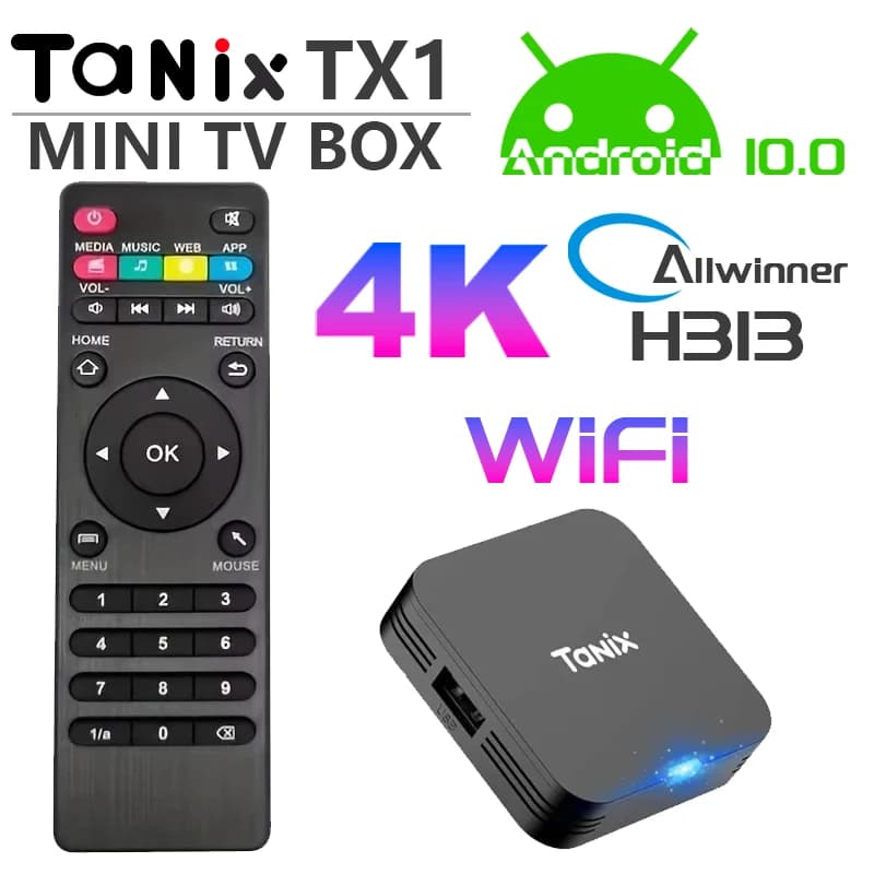 Original Tanix TX1 Android 10 Allwinner H313 Smart TV Box 2.4G Wifi 4K HD Set Top Box Media Player 1GB 8GB / 2GB 16GB