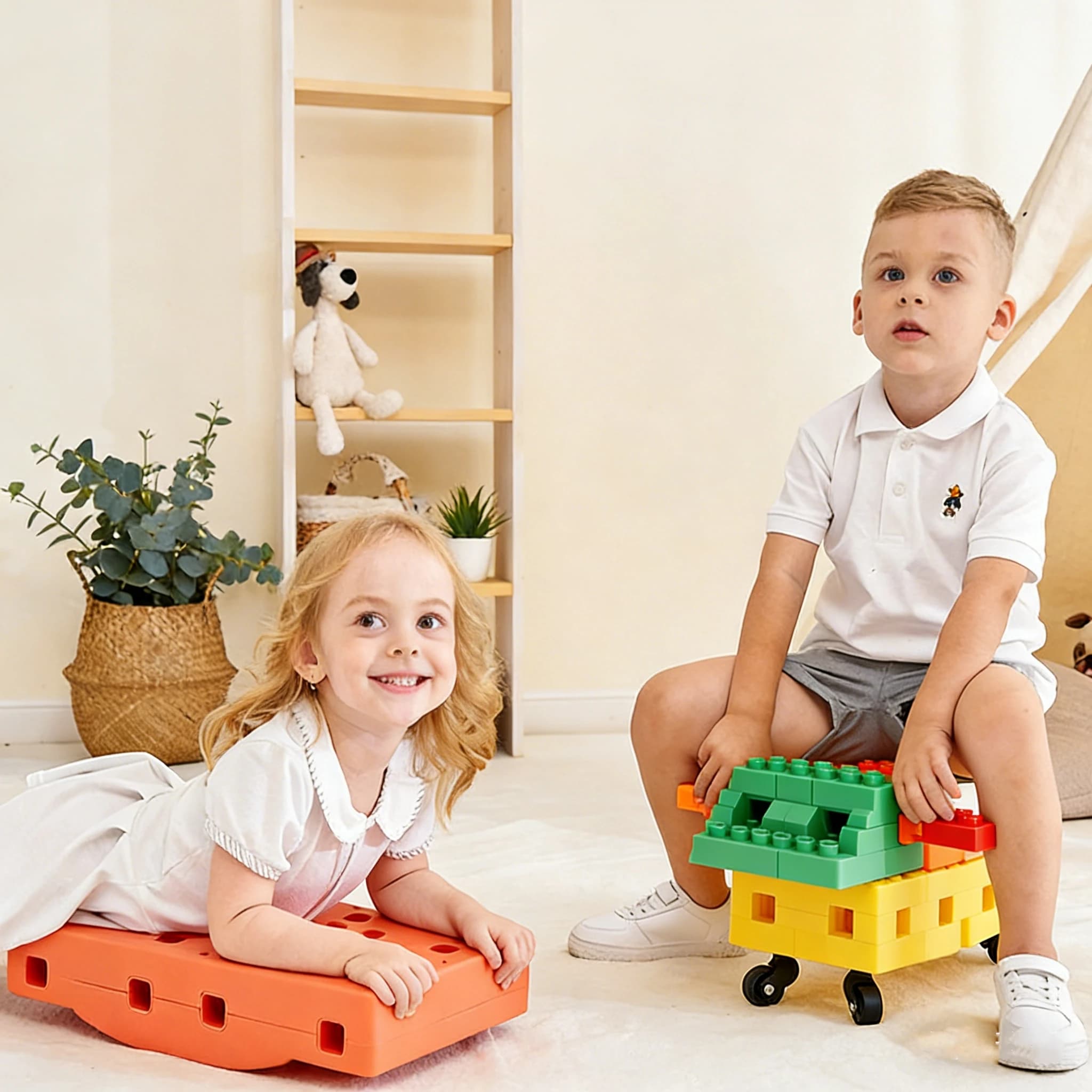 Blocchi da Costruzione DIY con Ruote per Bambini, Giocattoli Educativi Sensoriali Creativi, Set di Apprendimento Precoce per Bambini dai 3 Anni in Su