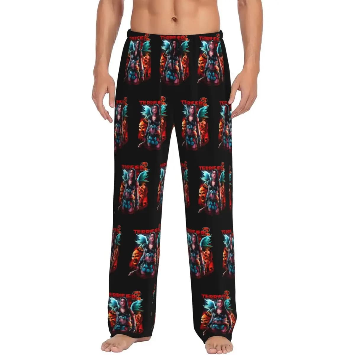 Pantaloni da pigiama personalizzati T-Terrifiers per uomo Halloween Film horror Sleepwear Lounge Pantaloni da notte elasticizzati con tasche