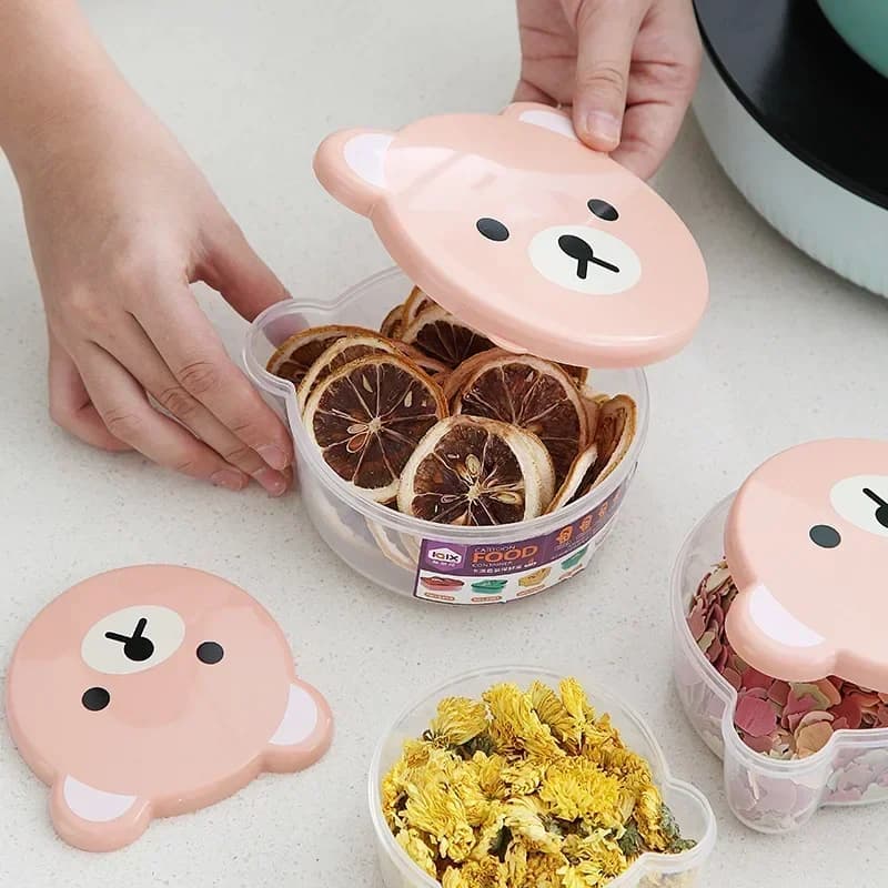 4 pcs/set Bento Box plastic for children print cartoons outdoor food container utensils for microwave lunch for students