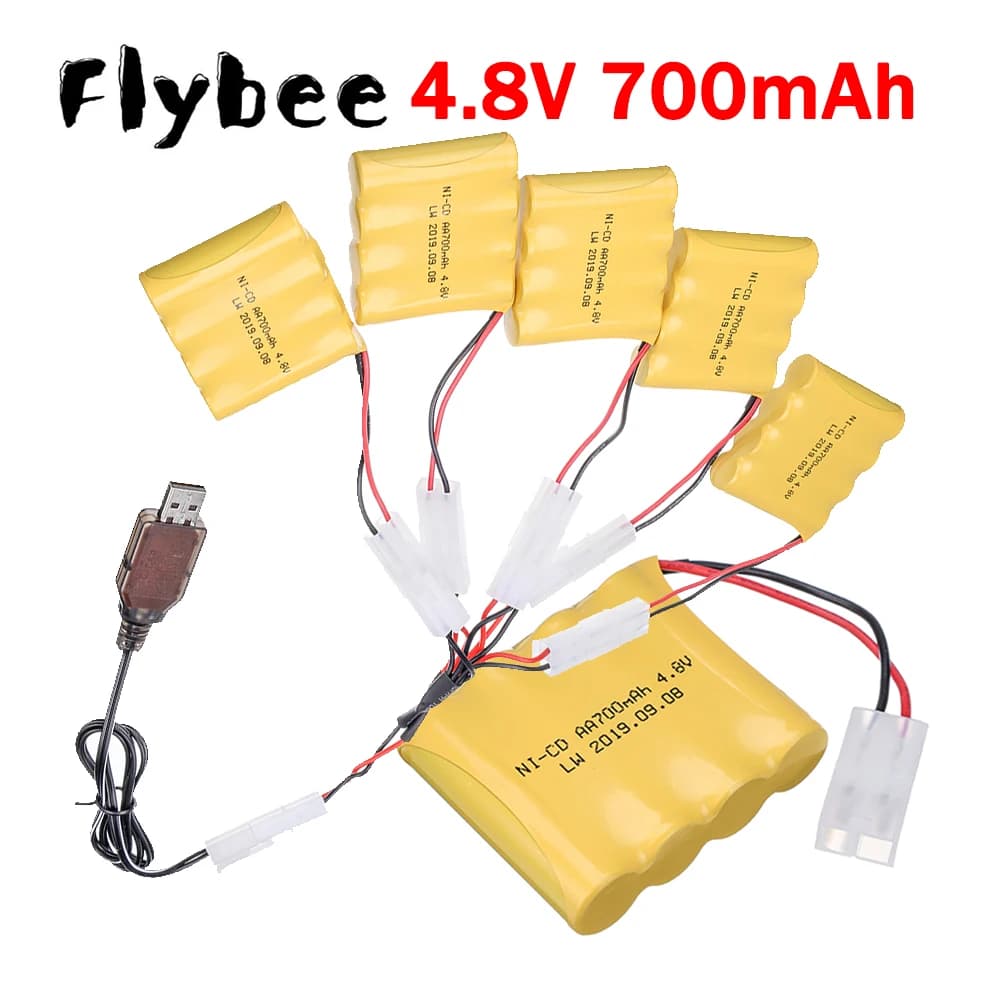 (Tamiya Plug) 700mAh 4.8V NICD Battery and Charger For Rc Cars Tanks Robots Boats Guns Toys Parts 4*AA 4.8 Volt Ni-CD Batteries