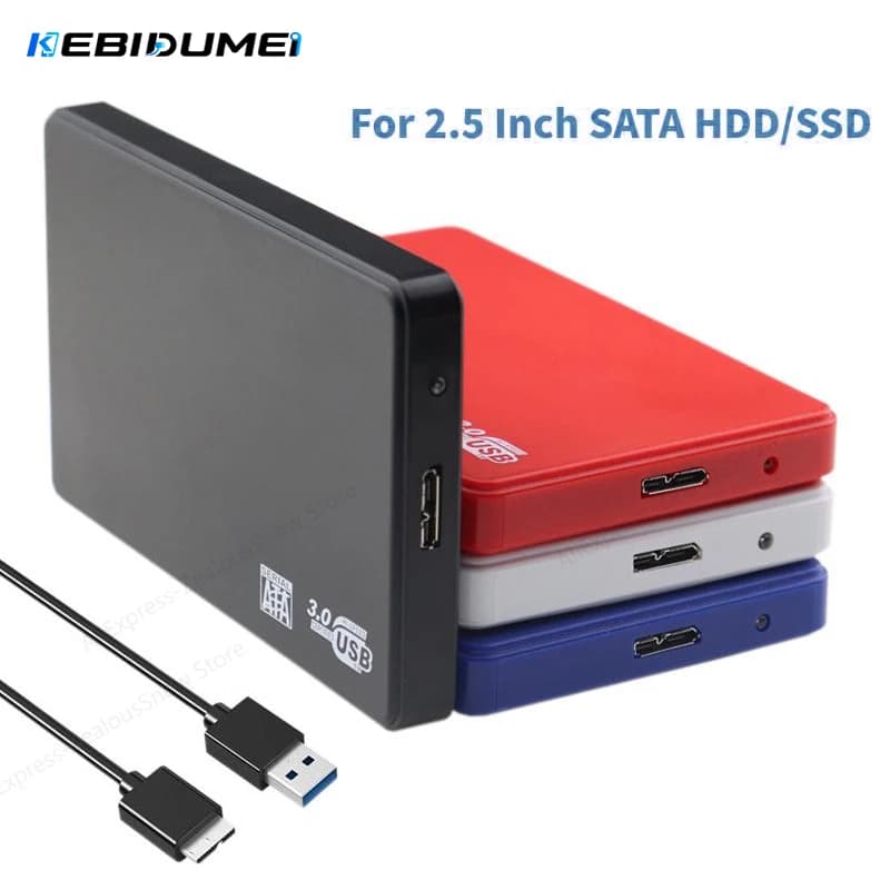KEBIDUMEI 2.5" SATA to USB3.0 HDD Enclosure Mobile Hard Drive Cases for SSD External Storage HDD Box With USB3.0 Cable ABS