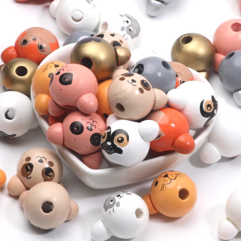 10 Pz Perline di Legno Naturale Misto Animale Sveglio 3D Bead 20X27 MM Per Gioielli Bracciali Orecchini Clip di Capelli Accessori FAI DA TE Bead Fornitore