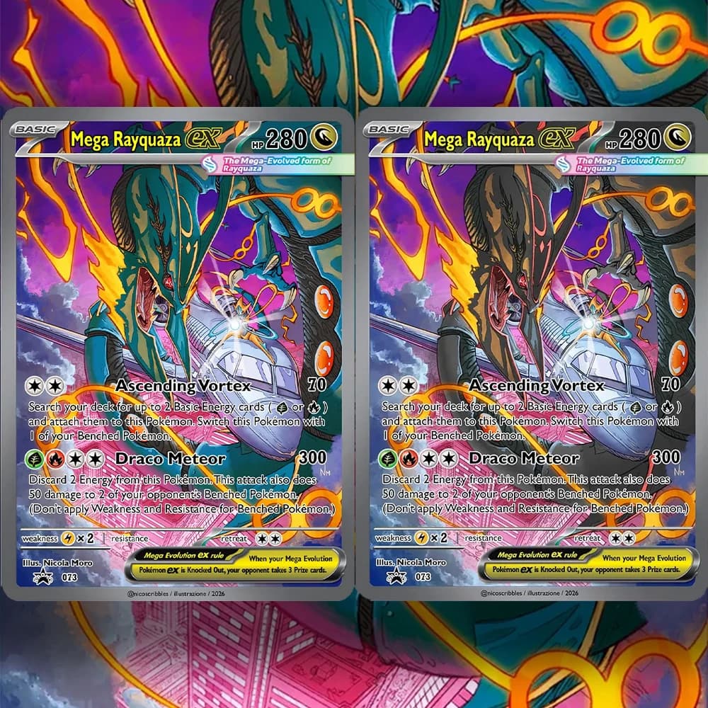 PKM Card Mega Rayquaza ex/ Mega Darkrai ex Custom Cards Top High Quality Pokemon Hobby Collectible Anime Game Card Holographic