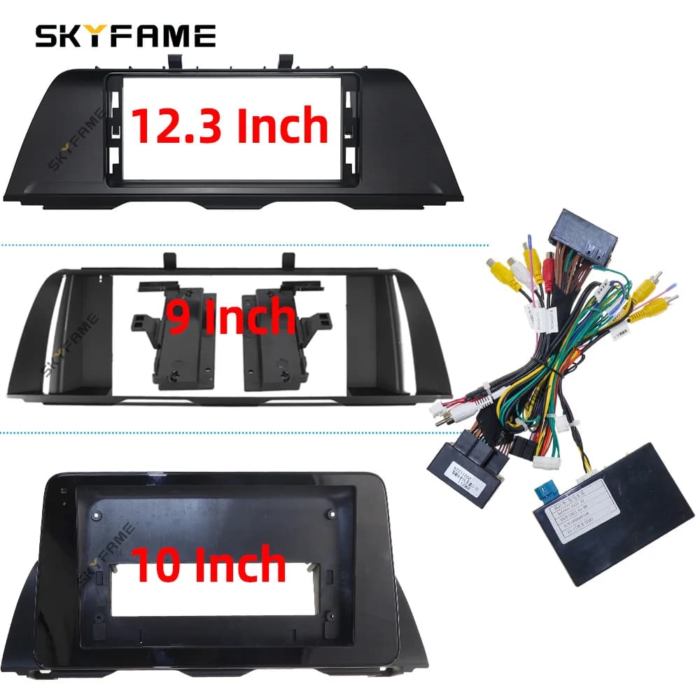 SKYFAME Auto 9/10/12.3 Pollici Telaio Fascia Adattatore Canbus Box Decoder Android Radio Dash Montaggio Pannello Kit Per BMW Serie 5 F10 F11