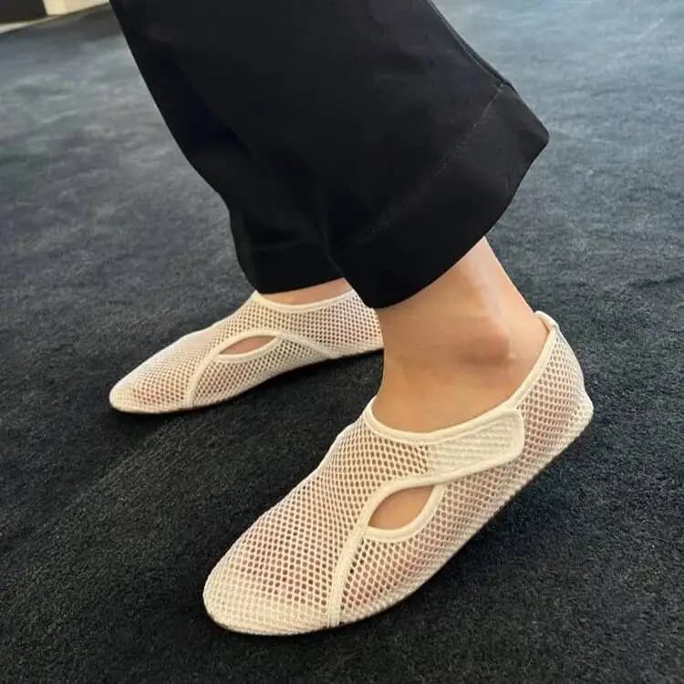 Nuove Scarpe Estive di Design, Sandali Mary Jane con Rete Traforata, Scarpe Basse Traspiranti con Punta Chiusa per Donna