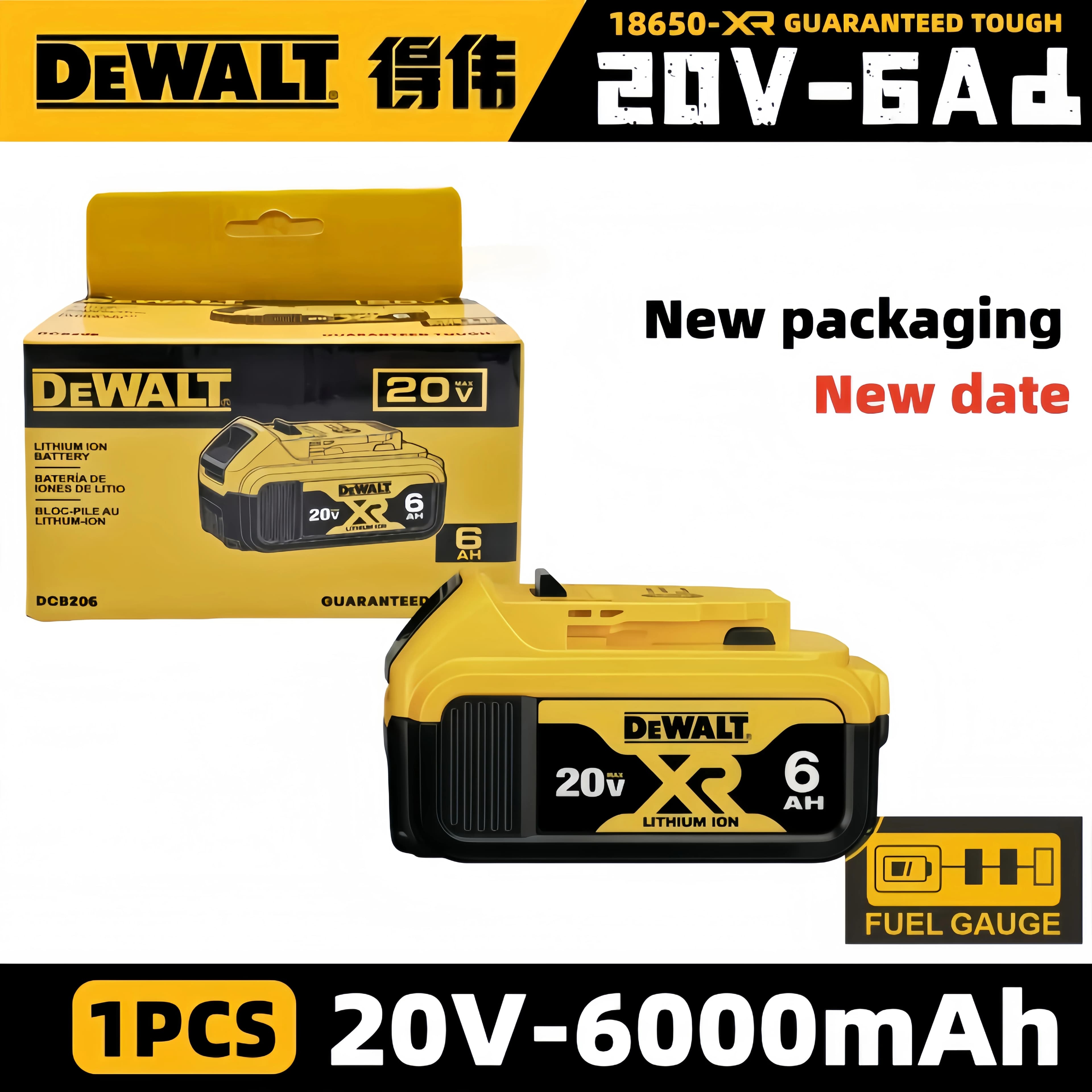 Batteria Originale DeWALT 20V/60V 3.6Ah 9Ah MAX FlexVolt per DCB606 DCB205 DCB206 DCB209 DCB182 Utensile Elettrico con Caricabatterie