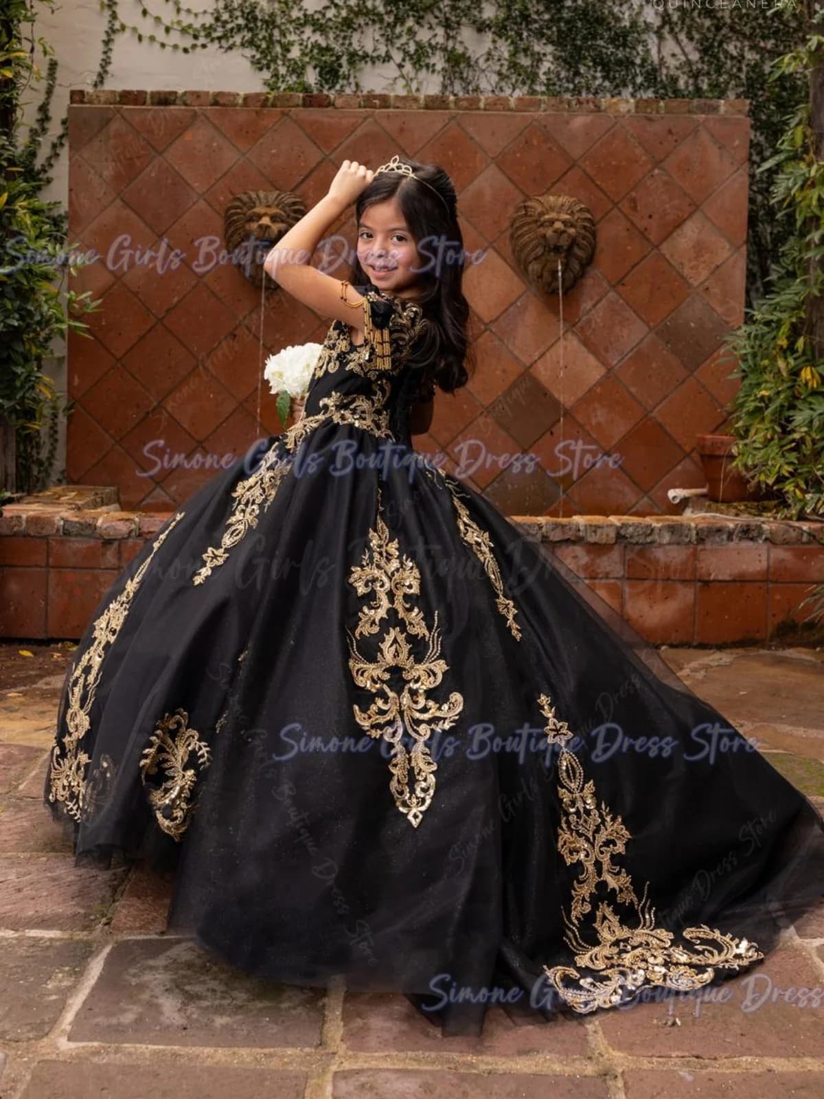 Abito da principessa per ragazze di fiori con ricamo di lusso lucido per servizi fotografici, celebrazioni natalizie, spettacoli di danza, feste serali