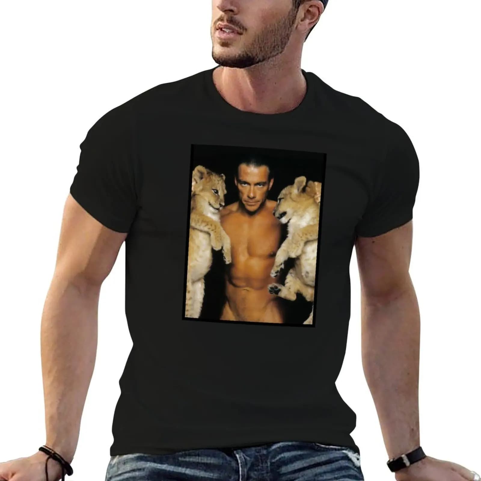 Jean Claude Van Damme Cats T-Shirt t shirts for man cotton soft t shirts for man cotton man t shirt summer T-shirt