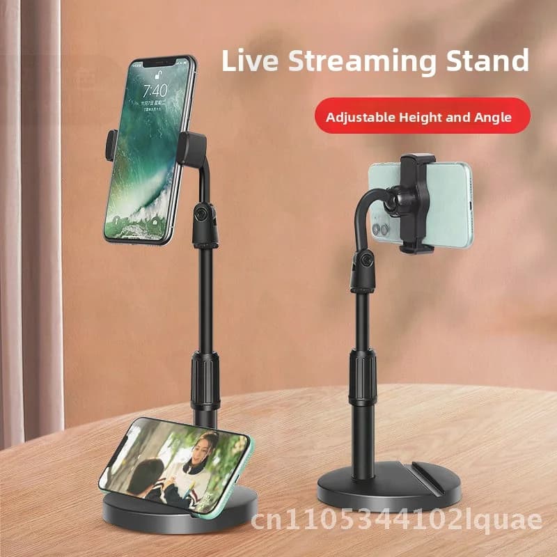 Supporto telescopico per telefono cellulare con doppio slot per schede girevole a 360 gradi - Supporto da scrivania pigro multifunzionale per lo streaming live