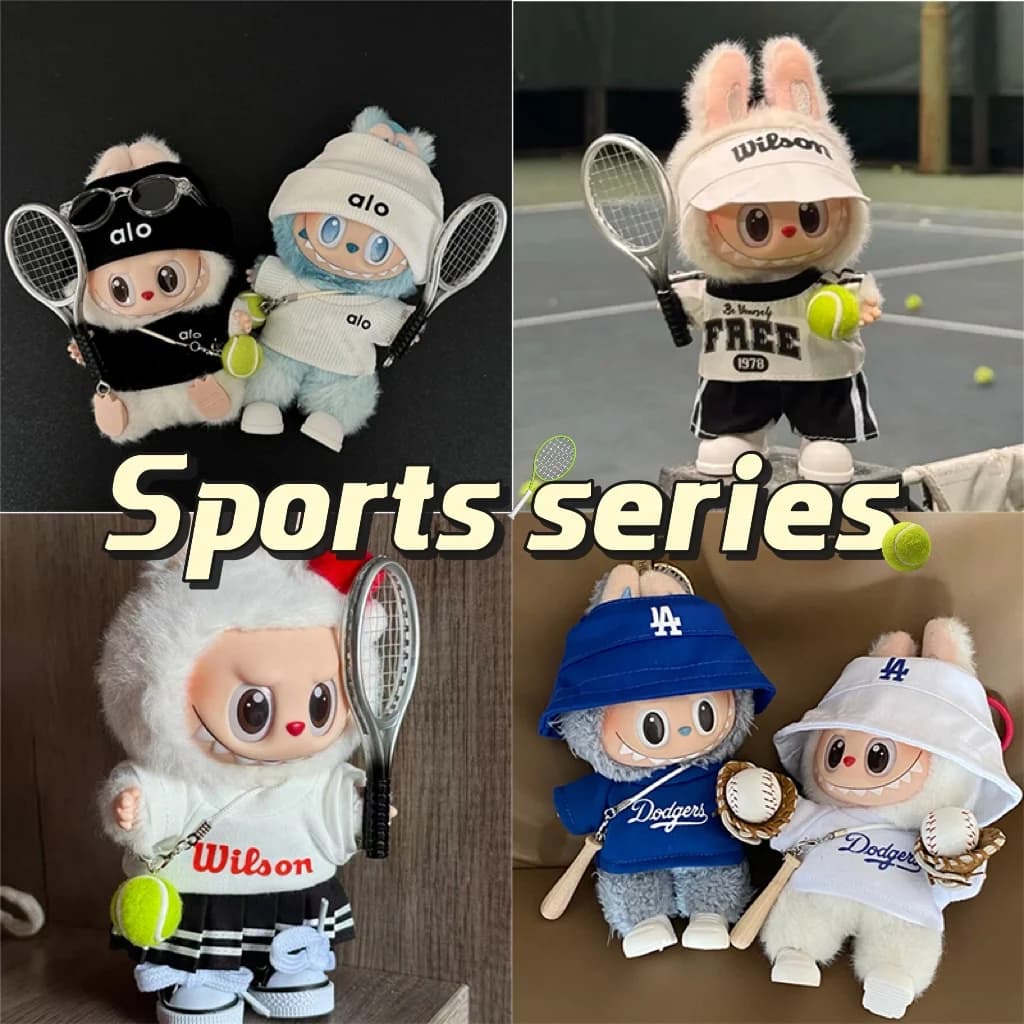 15 17 centimetri Per Labubu Doll Serie Sportiva Vestiti di Design di Lusso Tennis Movimento Stile Abbigliamento LA Baseball Shose Dress Set Accessori