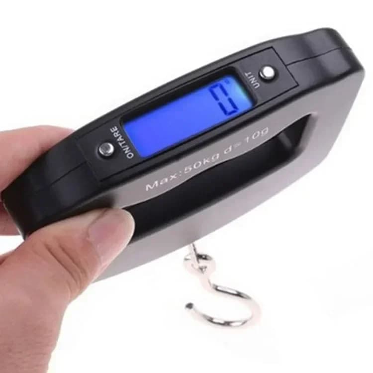 Bilancia Elettronica Portatile Mini 50kg per Supermercato, Verdure, Pesca, Pacchi Express, Bagagli, Uso Domestico