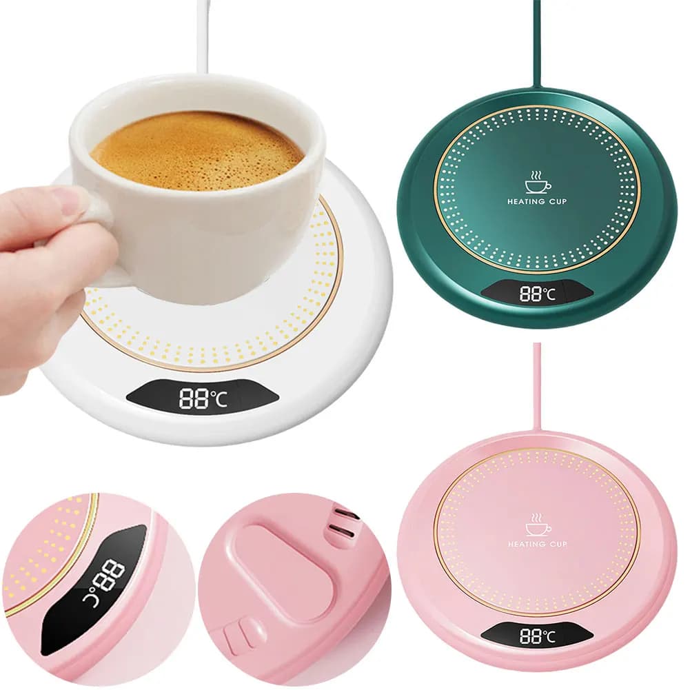 USB Smart Cup Warmer with 3 Temperature Settings Electric Beverage Warmer Coffee Cup Warmer for Coffee Milk Tea Beverage