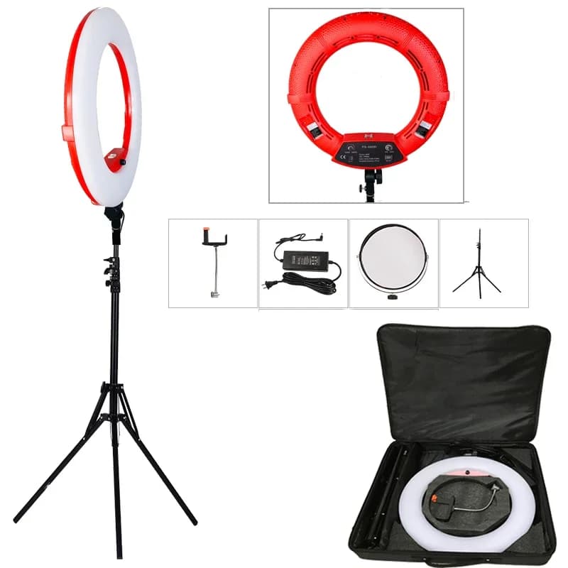 Lampada LED Yidoblo FS-480II 5500K 48W Dimmerabile, Luce ad Anello LED Professionale da 18 Pollici con 2 Colori Regolabili + Treppiede da 200cm + Kit Borsa