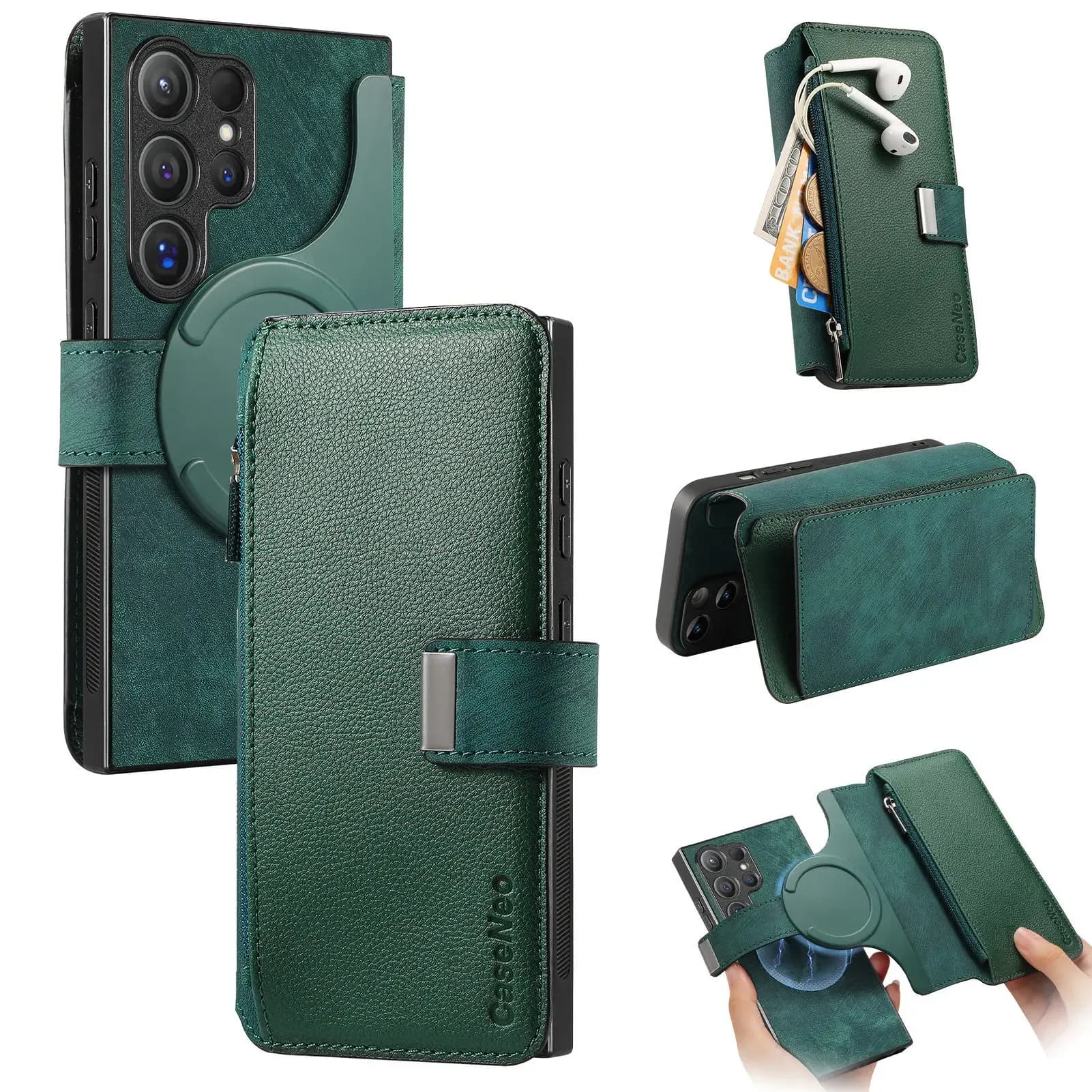 Custodia a portafoglio con copertura staccabile per Xiaomi Poco X7 X6 Pro X5 X3 NFC 2 in 1 Blocco RFID in pelle 6 slot per schede con cerniera Funda