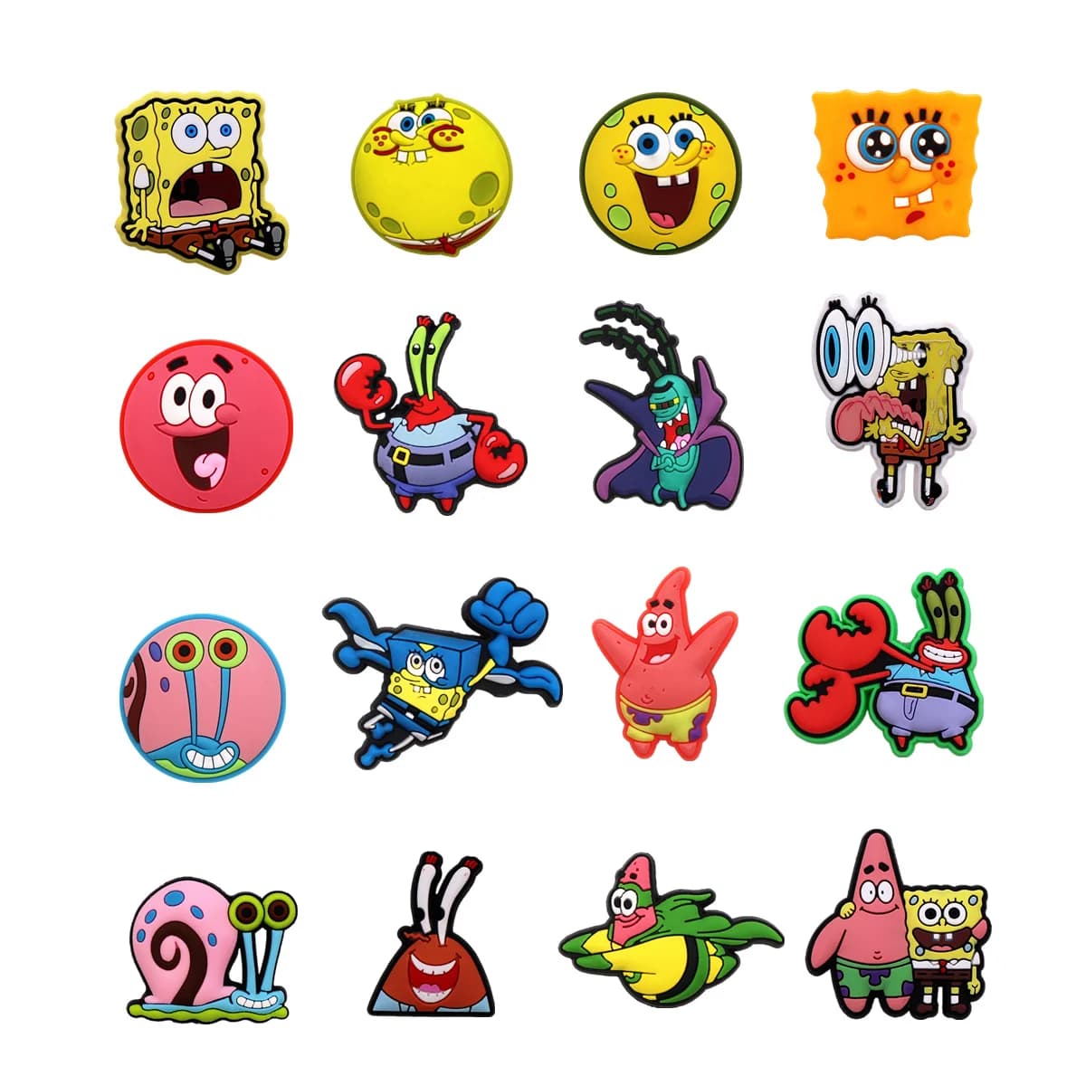 1 pz. Charm per scarpe in PVC di design, decorazioni per sandali a tema SpongeBob SquarePants, accessori per scarpe, spille per zoccoli, fibbie per zaini