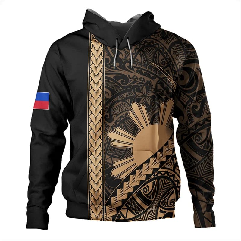 3D Print Philippines Filipinos Polynesian Tattoo Lapu Sun Tribal Hoodies For Men Kid Fashion Hooded Hoody Vintage Pullover