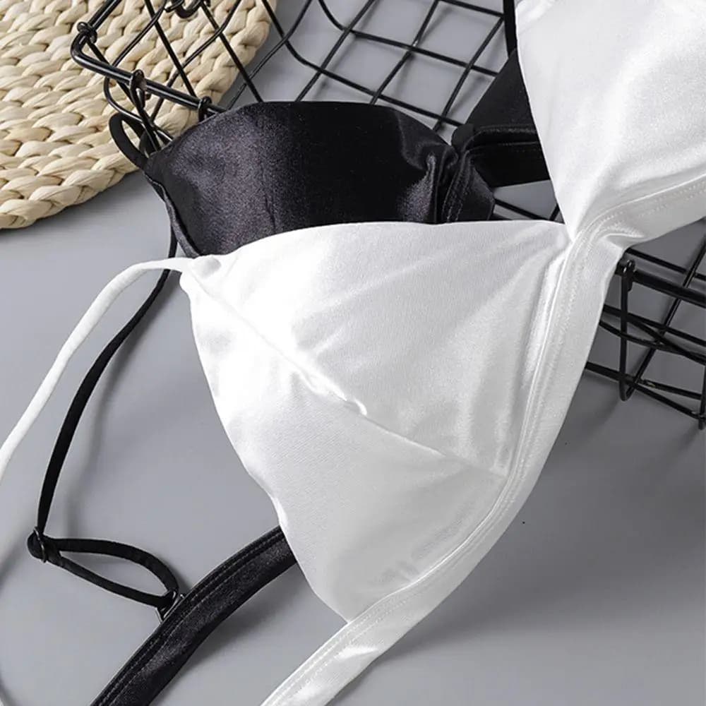 Anti Sag Underwear Wrapped Chest Triangle Cup Women Intimates Deep V-shape Satin Bra Women Bras Push Up Bralette Beauty Back